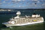 ID 1744 THE WORLD (2002/43188grt/IMO 9219331), SILVER WHISPER (2001/28258grt/IMO 9192179) and EUROPA (1999/28437grt/IMO 9183855)  in distance at left, in Auckland, New Zealand for the 2003 Americas Cup final.